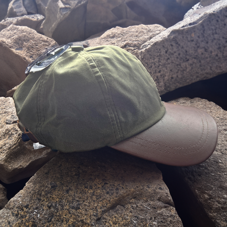 Hazy Blue Leather Peak Wax Waterproof Shooting Cap - Just £14.90! Shop now at Warwickshire Clothing. 