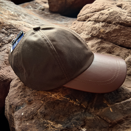 Hazy Blue Leather Peak Wax Waterproof Shooting Cap - Just £14.90! Shop now at Warwickshire Clothing. 