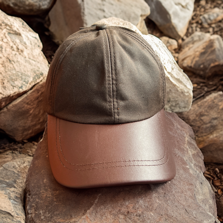 Hazy Blue Leather Peak Wax Waterproof Shooting Cap - Just £14.90! Shop now at Warwickshire Clothing. 