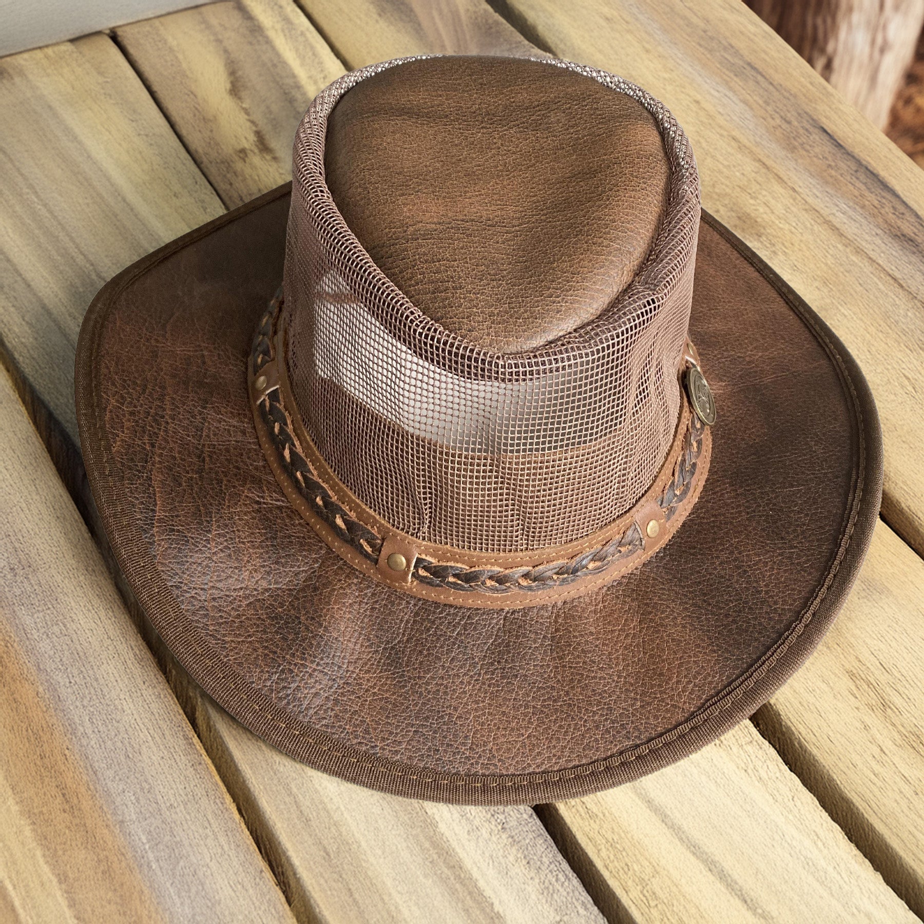 Hazy Blue Crushable Australian Cowboy Hat with Mesh Cairn