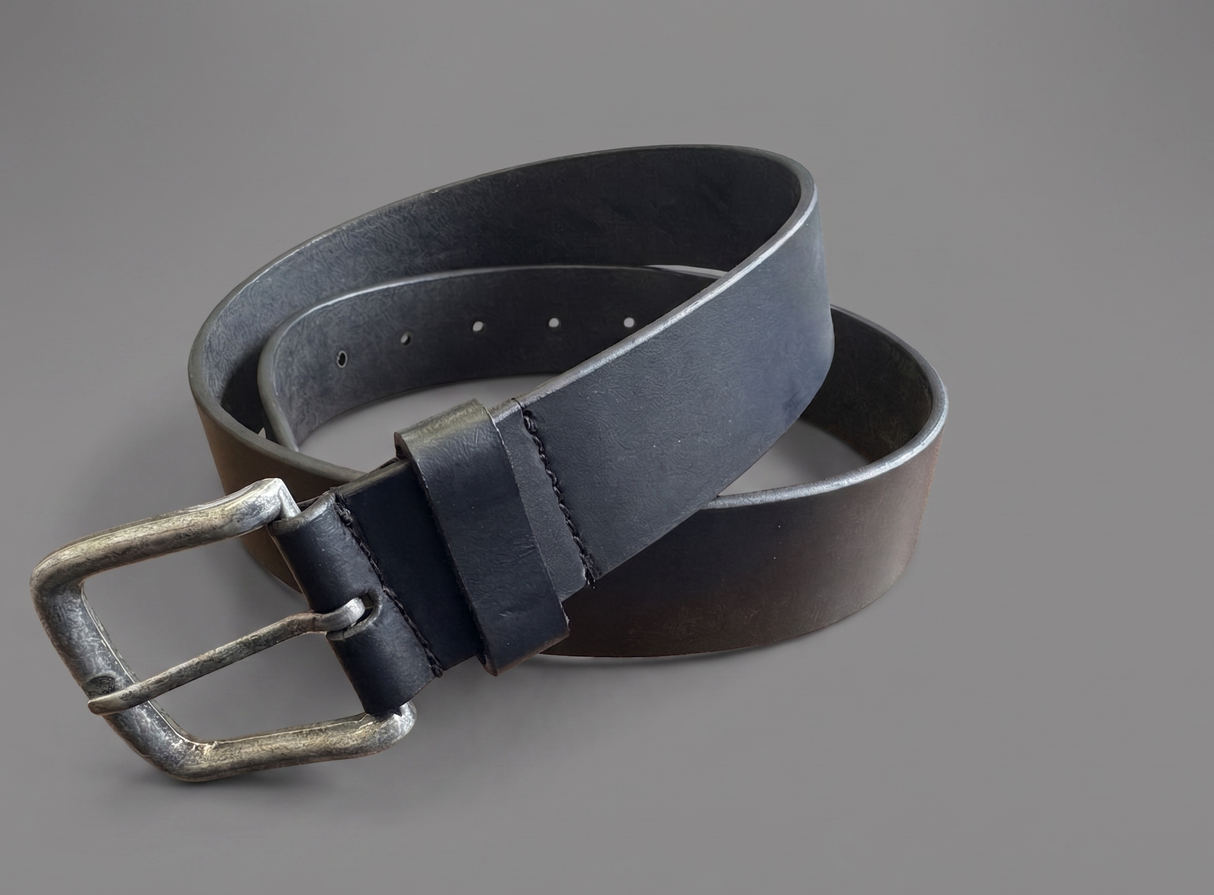 Hazy Blue Genuine Leather Belt - Plain