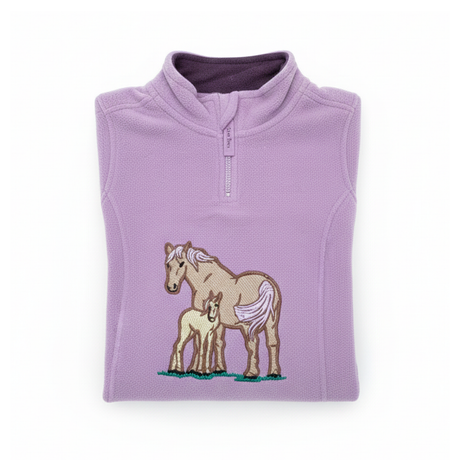 Hazy Blue Kids Half Zip Fleece - Heavyweight Warm Pullover with Horse, Tractor & Digger Motifs (6 Months - 12 Years)