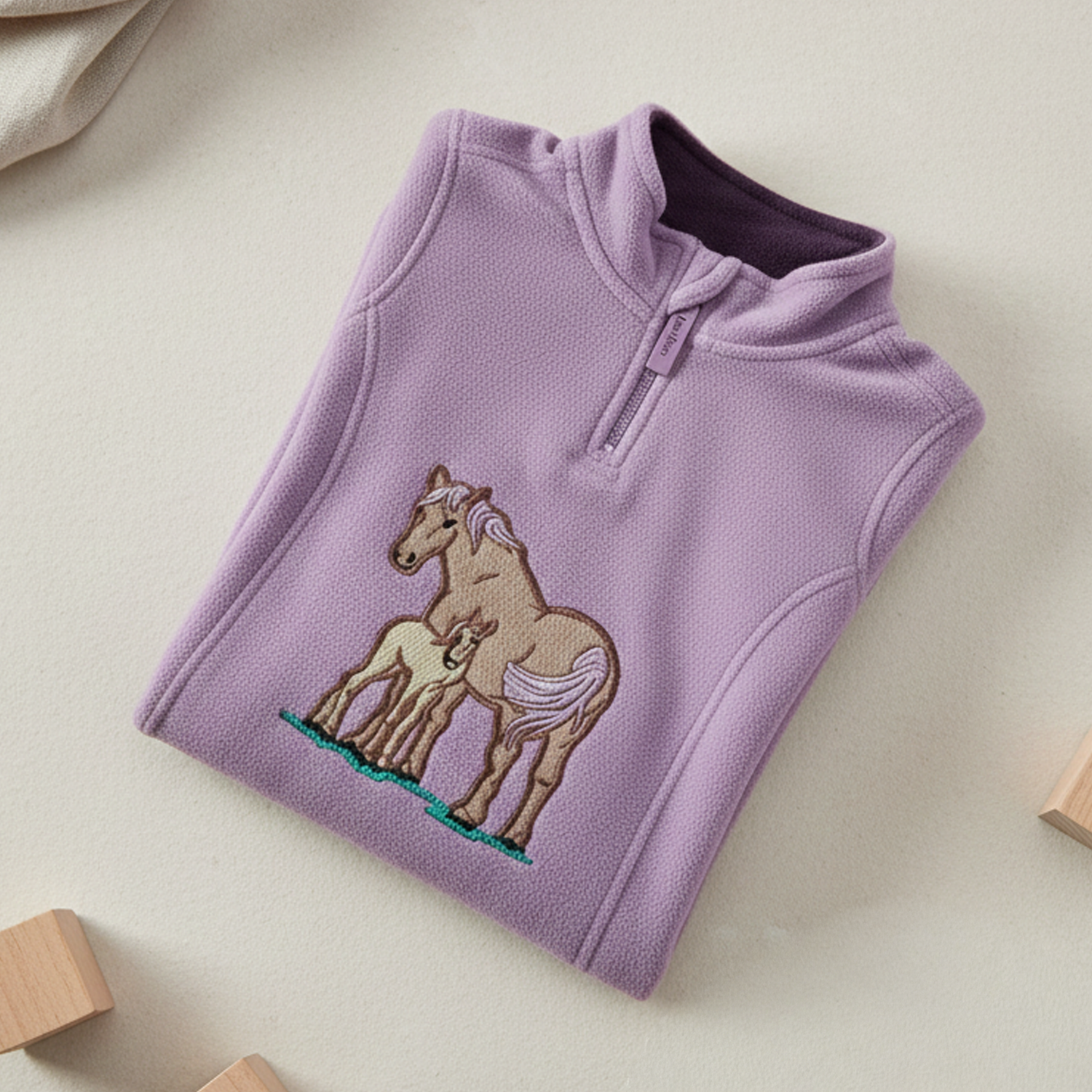 Hazy Blue Kids Half Zip Fleece - Heavyweight Warm Pullover with Horse, Tractor & Digger Motifs (6 Months - 12 Years)