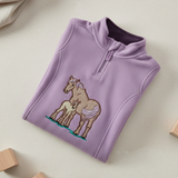 Hazy Blue Kids Half Zip Fleece - Heavyweight Warm Pullover with Horse, Tractor & Digger Motifs (6 Months - 12 Years)