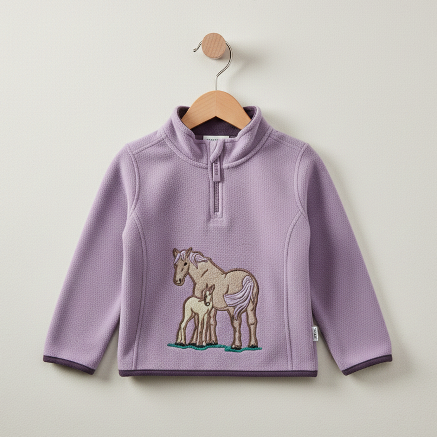 Hazy Blue Kids Half Zip Fleece - Heavyweight Warm Pullover with Horse, Tractor & Digger Motifs (6 Months - 12 Years)