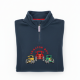 Hazy Blue Kids Half Zip Fleece - Heavyweight Warm Pullover with Horse, Tractor & Digger Motifs (6 Months - 12 Years)