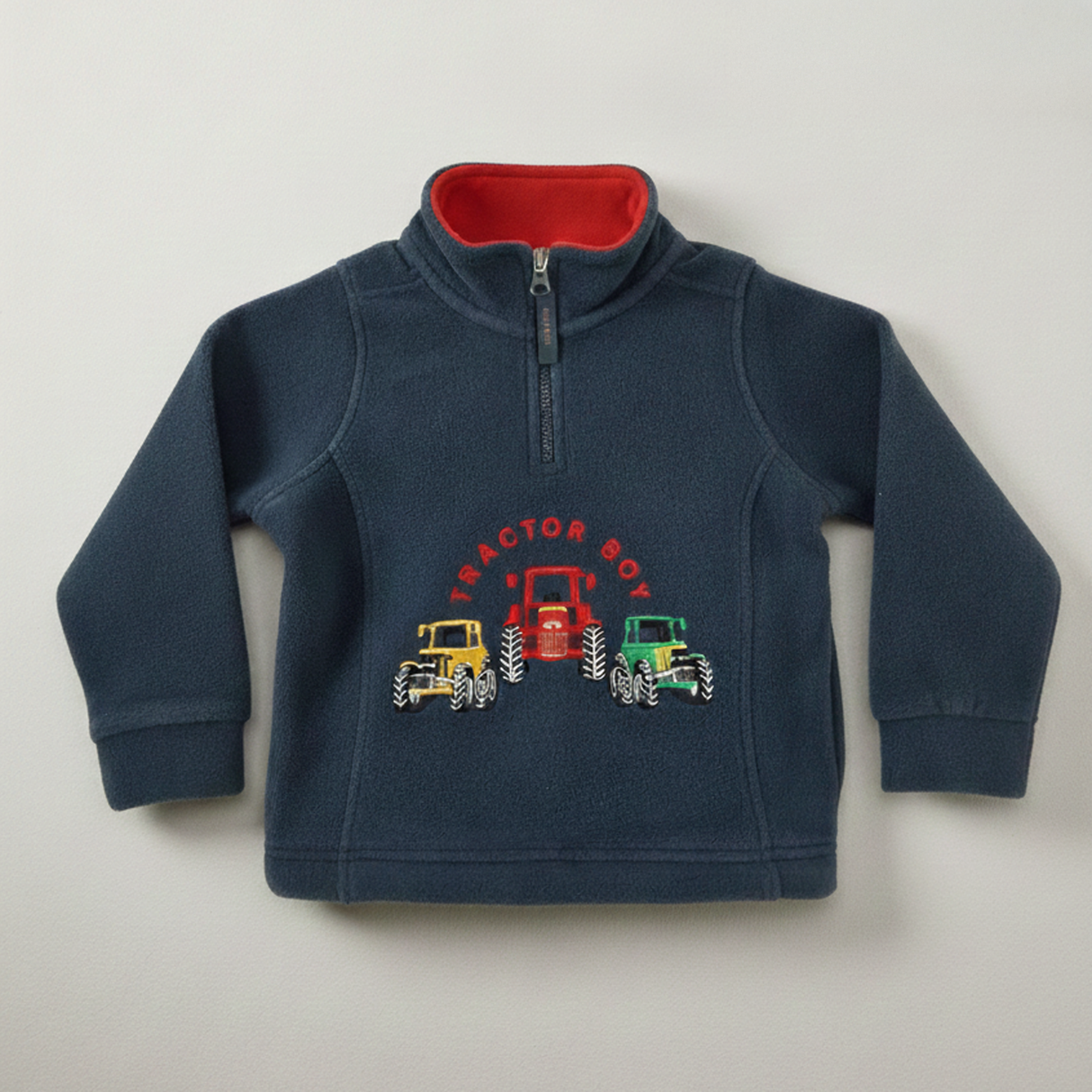 Hazy Blue Kids Half Zip Fleece - Heavyweight Warm Pullover with Horse, Tractor & Digger Motifs (6 Months - 12 Years)