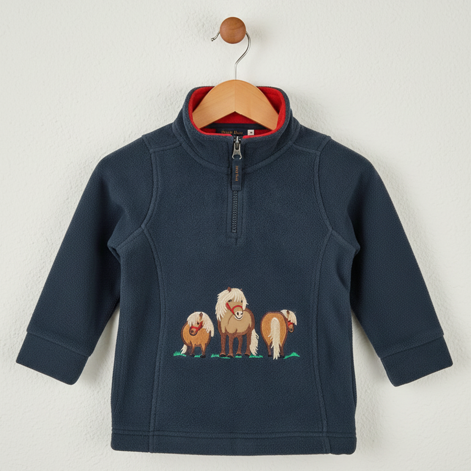 Hazy Blue Kids Half Zip Fleece - Heavyweight Warm Pullover with Horse, Tractor & Digger Motifs (6 Months - 12 Years)