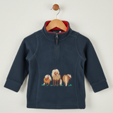 Hazy Blue Kids Half Zip Fleece - Heavyweight Warm Pullover with Horse, Tractor & Digger Motifs (6 Months - 12 Years)