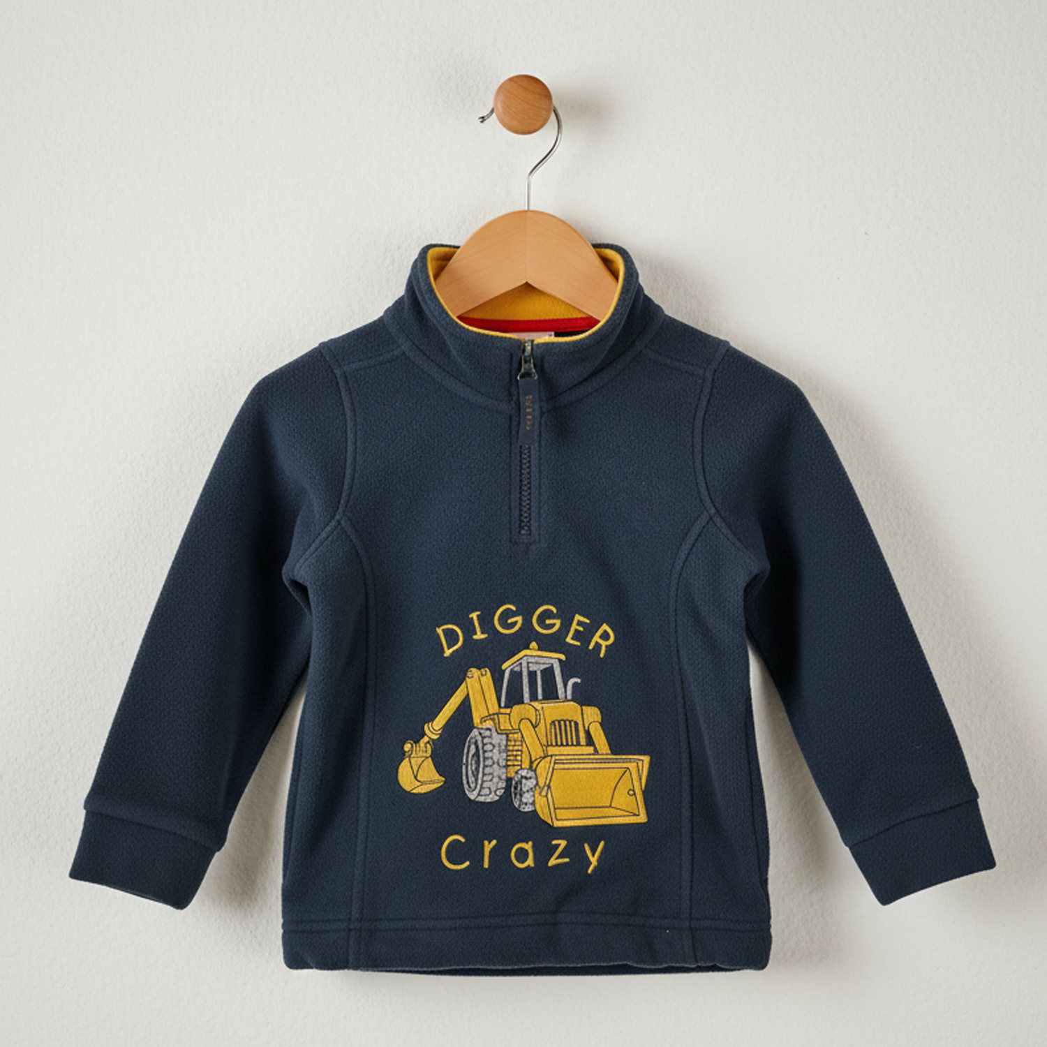 Hazy Blue Kids Half Zip Fleece - Heavyweight Warm Pullover with Horse, Tractor & Digger Motifs (6 Months - 12 Years)