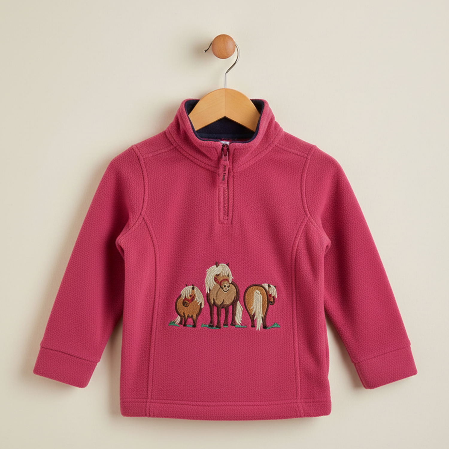 Hazy Blue Kids Half Zip Fleece - Heavyweight Warm Pullover with Horse, Tractor & Digger Motifs (6 Months - 12 Years)