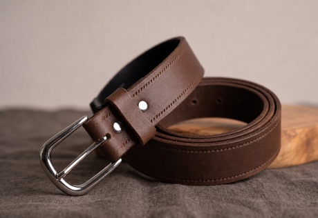 Hazy Blue Genuine Leather Belt - Thin