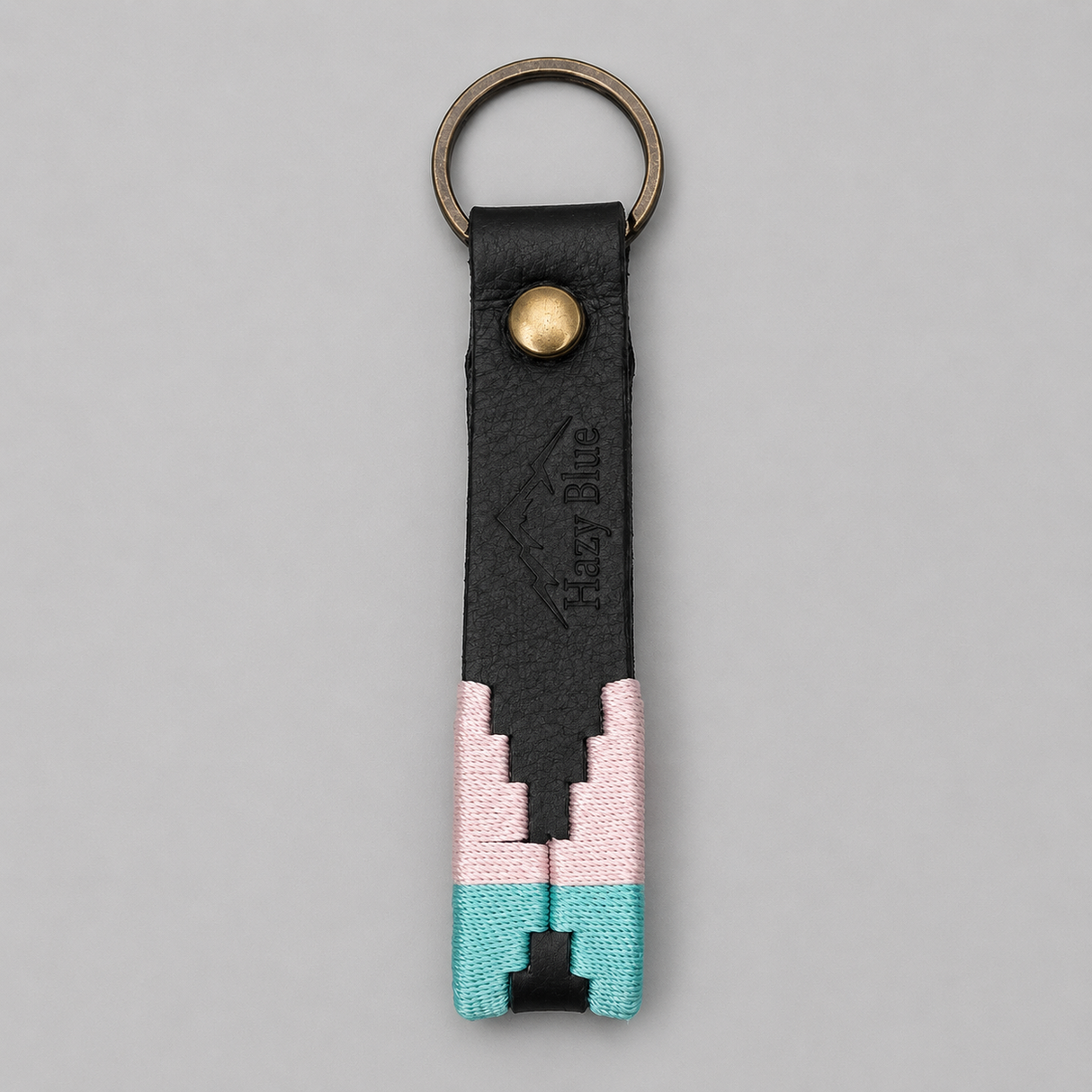 Hazy Blue Leather Loop Polo Key Rings