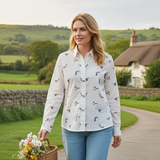 Hazy Blue Womens Long Sleeve Duck Shirt - Camila