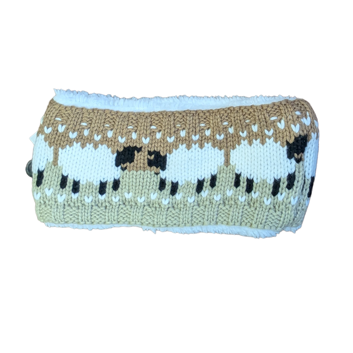 Ladies Sheep Knit Headband with Cosy Teddy Fleece Lining