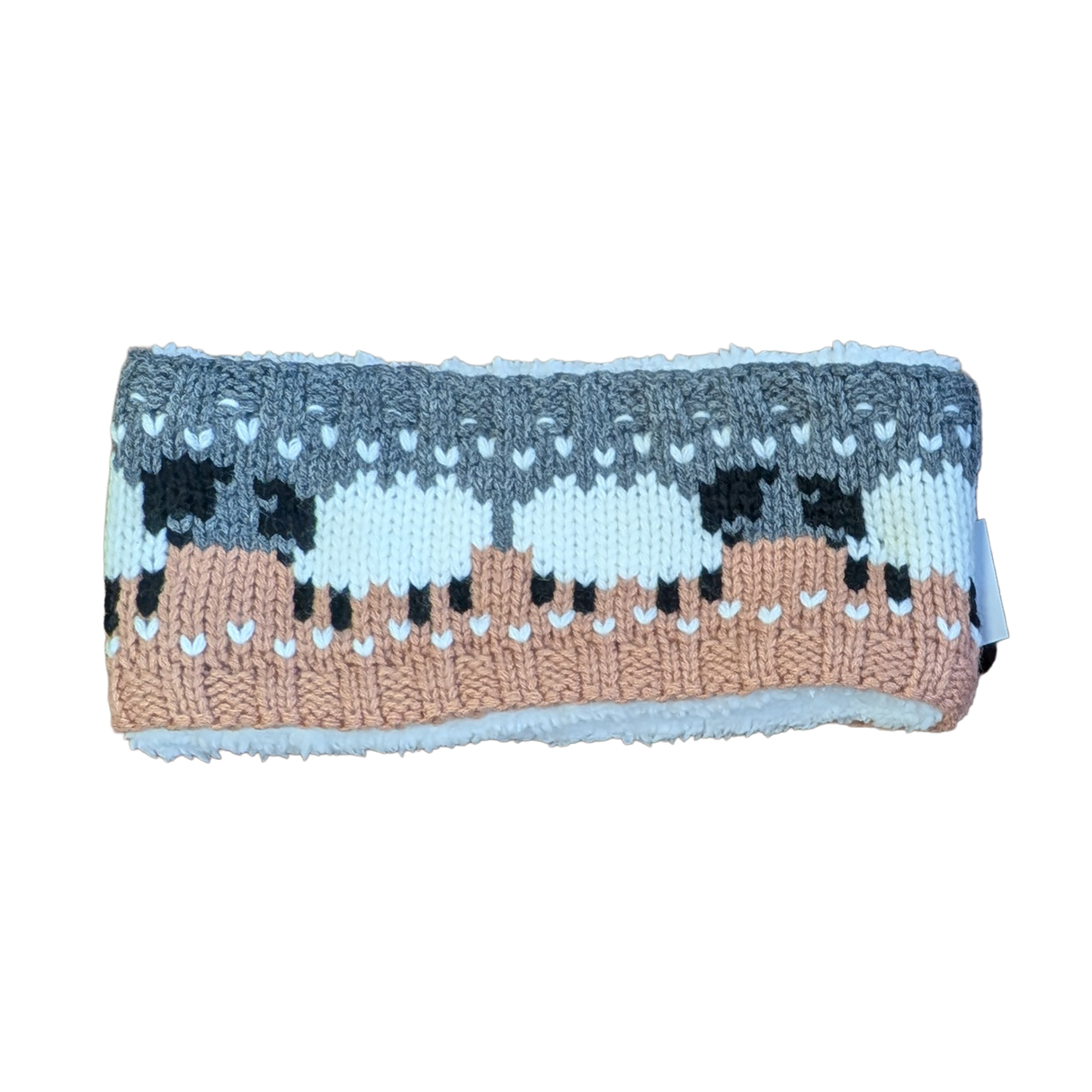 Ladies Sheep Knit Headband with Cosy Teddy Fleece Lining