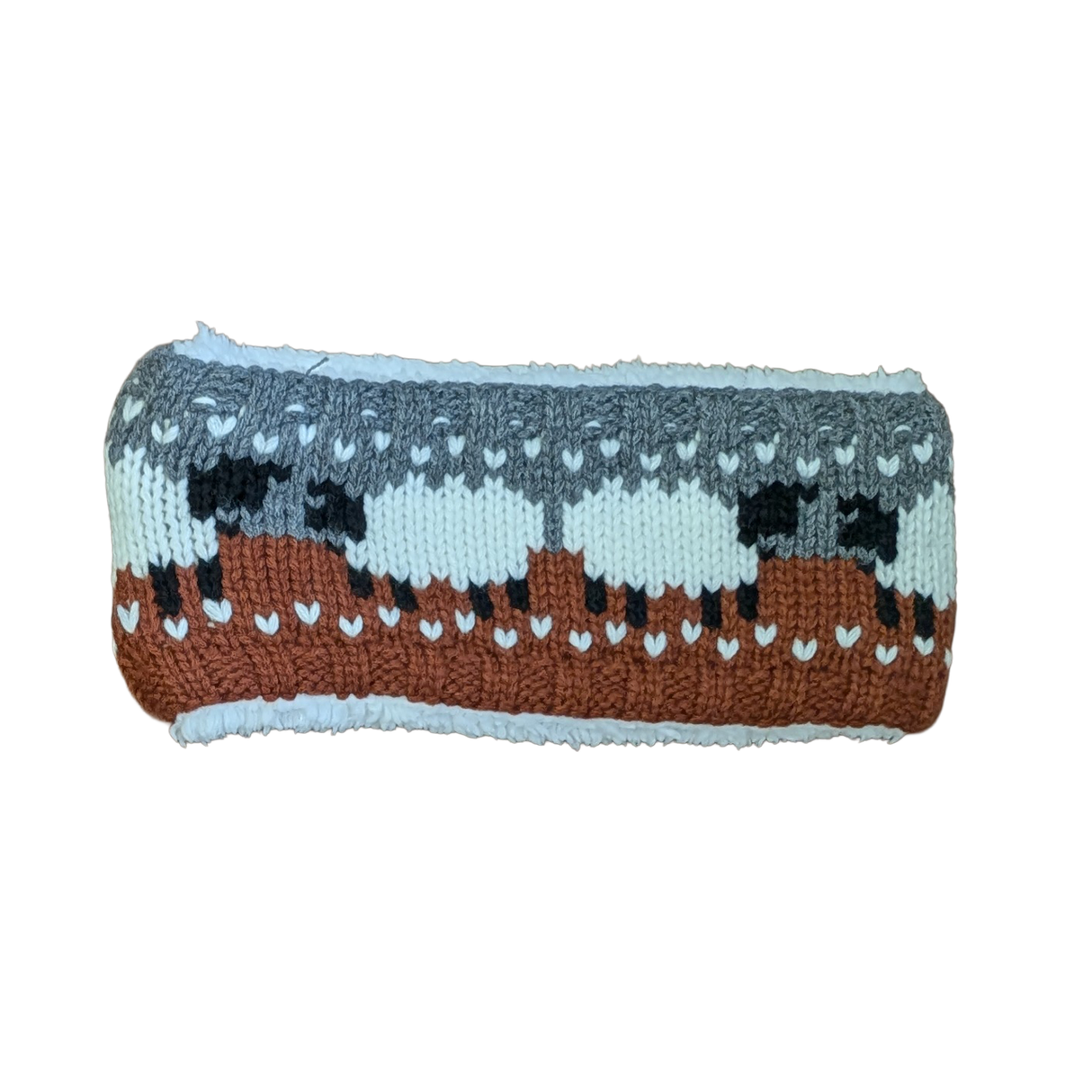 Ladies Sheep Knit Headband with Cosy Teddy Fleece Lining