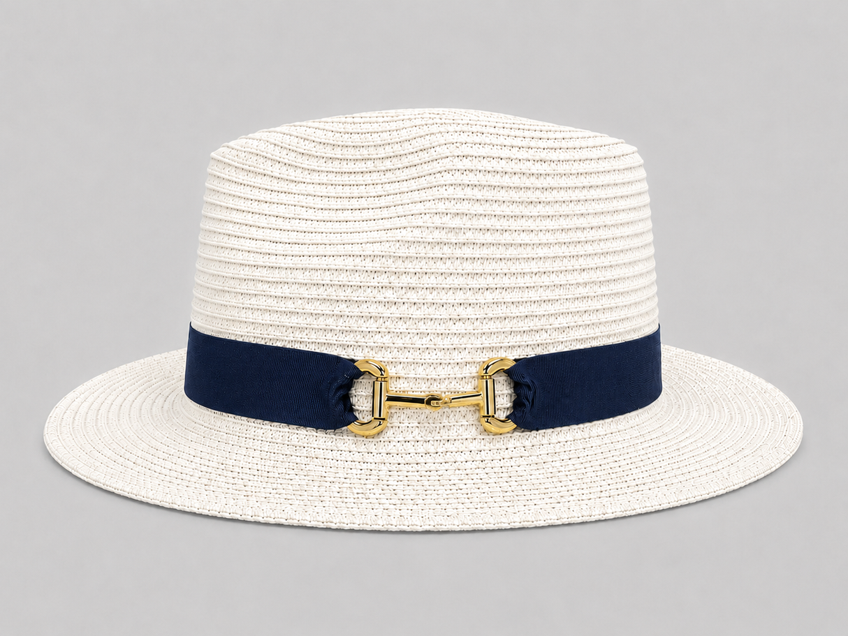 House of Tweed Unisex Paper Straw Hat Fedora Panama Wide Brim - Buckle