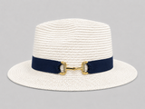 House of Tweed Unisex Paper Straw Hat Fedora Panama Wide Brim - Buckle