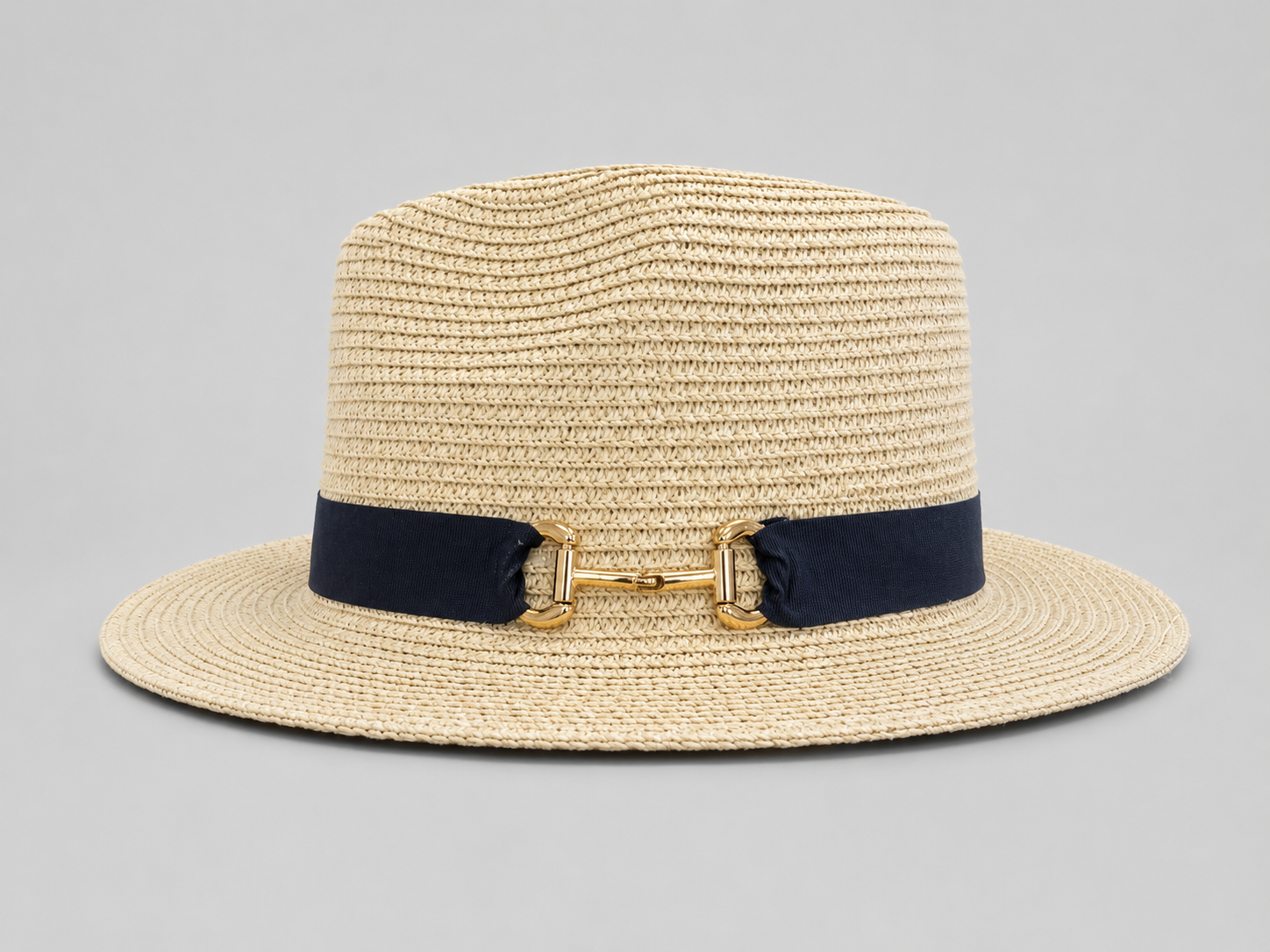 House of Tweed Unisex Paper Straw Hat Fedora Panama Wide Brim - Buckle