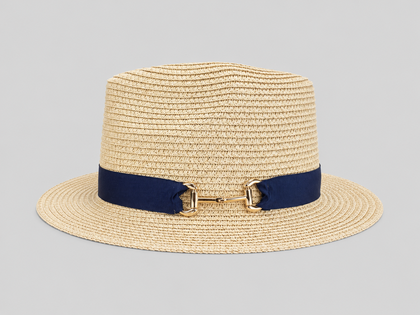House of Tweed Unisex Paper Straw Hat Fedora Panama Wide Brim - Buckle