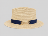 House of Tweed Unisex Paper Straw Hat Fedora Panama Wide Brim - Buckle