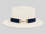 House of Tweed Unisex Paper Straw Hat Fedora Panama Wide Brim - Buckle