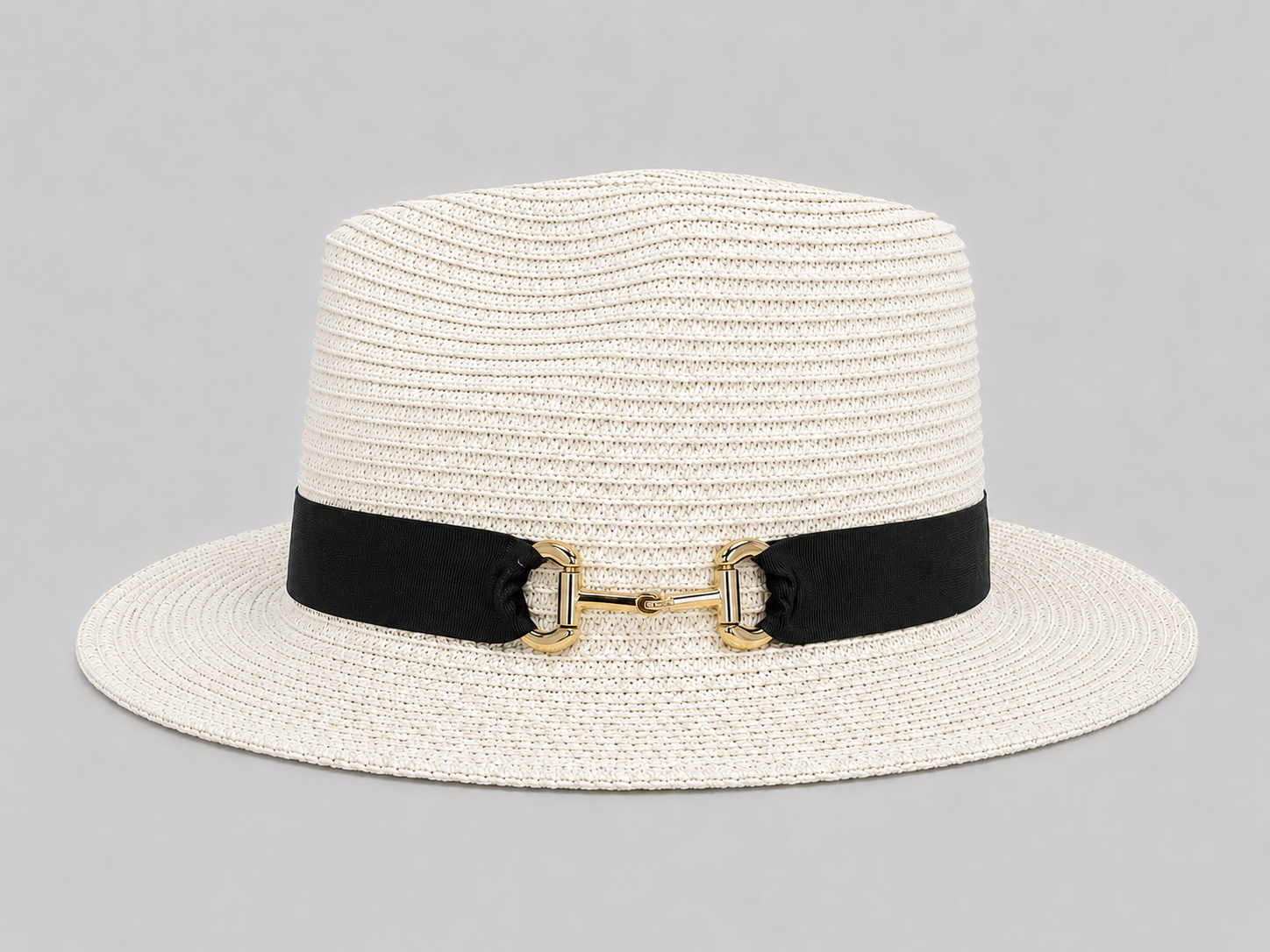 House of Tweed Unisex Paper Straw Hat Fedora Panama Wide Brim - Buckle