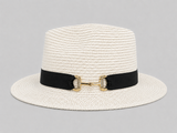 House of Tweed Unisex Paper Straw Hat Fedora Panama Wide Brim - Buckle