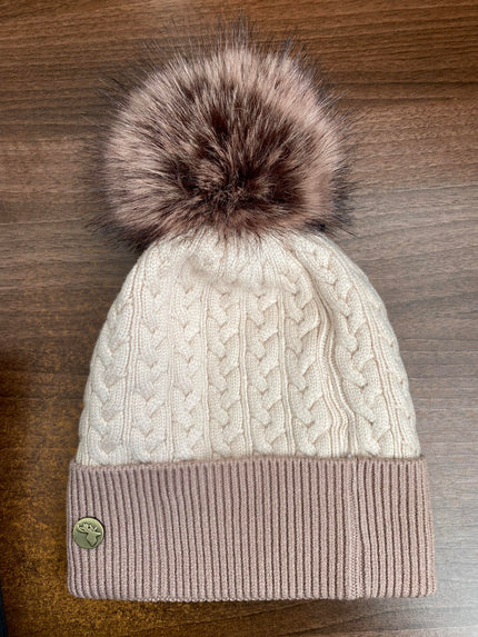 House of Tweed Womens Two Tone Cable Knit Bobble Hats - Just £12.99! Shop now at Warwickshire Clothing. 