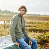 Men's Brancaster 1/4 Zip Top Smokey Olive