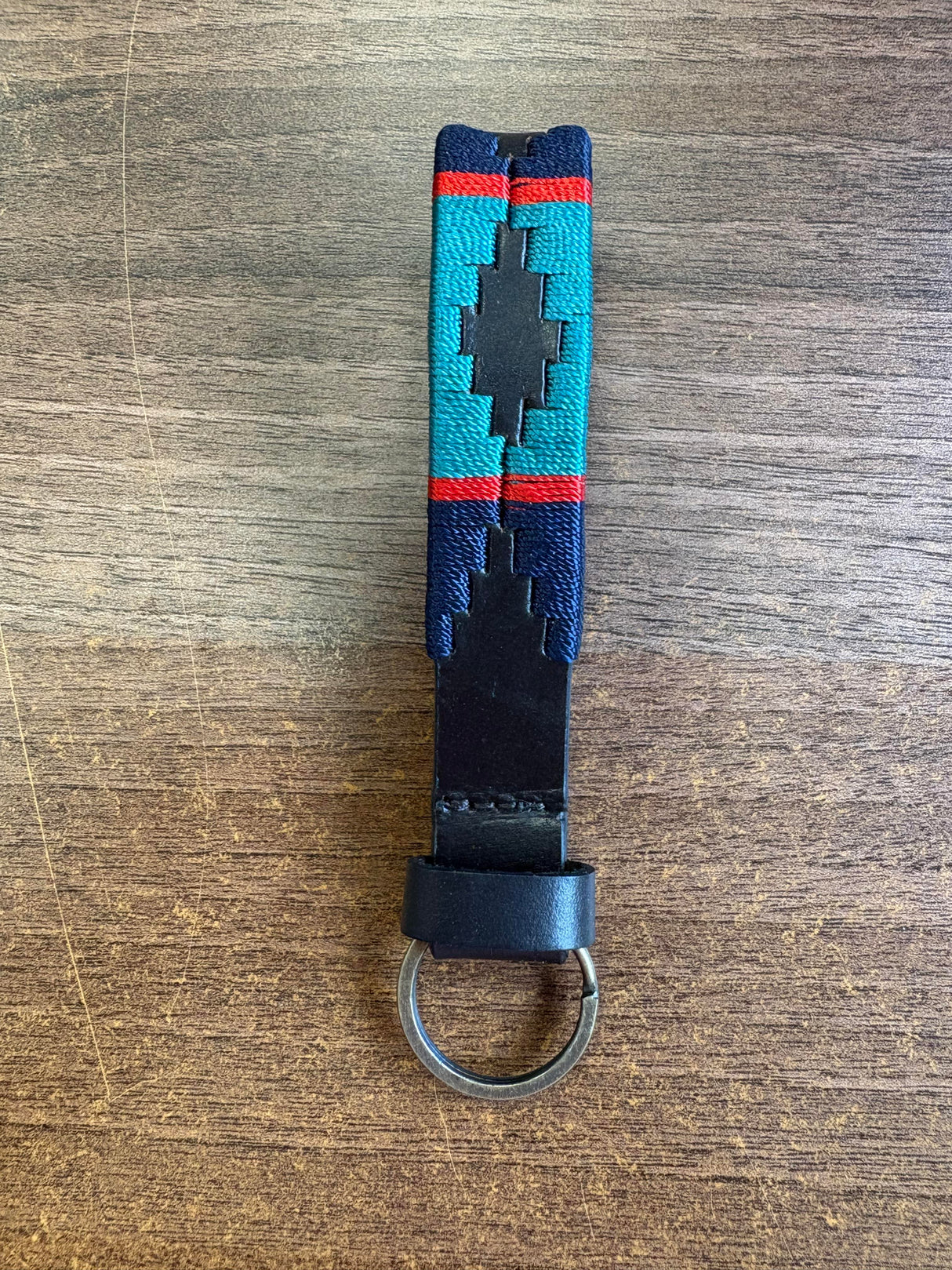 Hazy Blue Leather Loop Polo Key Rings