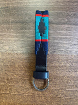 Hazy Blue Leather Loop Polo Key Rings