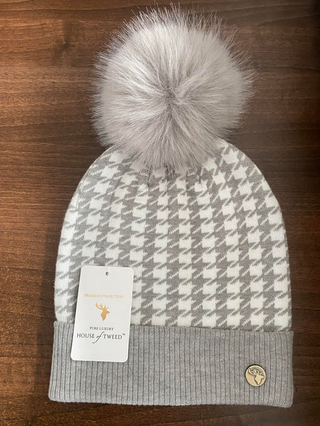 House of Tweed Luxury Striped Ladies Pom Pom Bobble Beanie Hats - Just £12.99! Shop now at Warwickshire Clothing. 