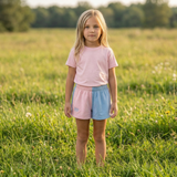 Hazy Blue Harper Colour Block Kids Shorts - Unisex