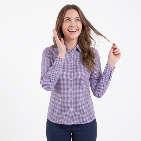 Hazy Blue Women's Cotton Long Sleeve Check Shirt - Carrie