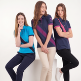 Hazy Blue Womens Short Sleeve Polo Shirt - Carly II