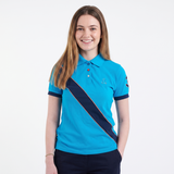 Hazy Blue Womens Short Sleeve Polo Shirt - Carly II