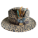 Hazy Blue Wide Brim Wool Felt Fedora with Pheasant Feather Band
