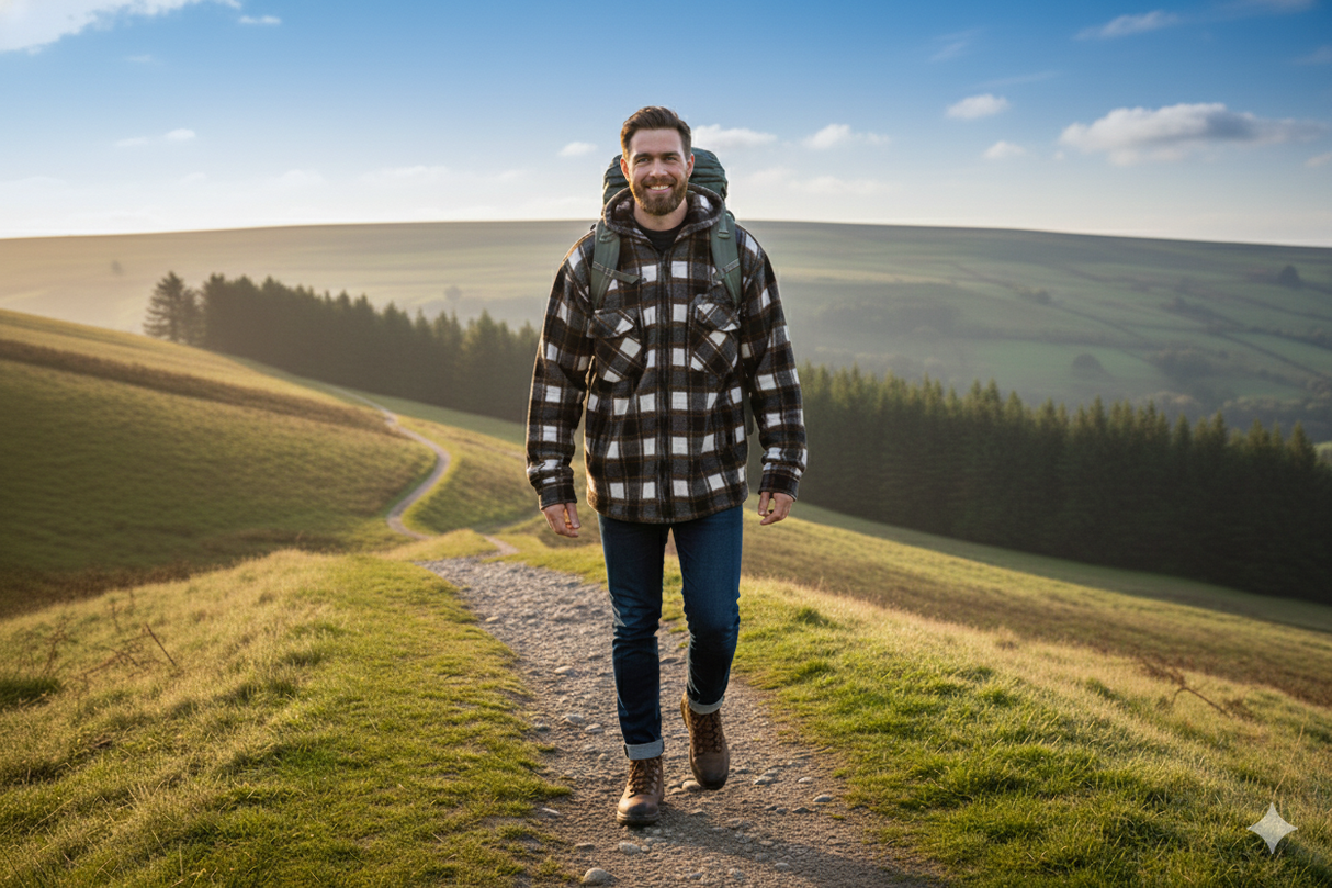 Hazy Blue Logan Fleece Lined Lumberjack Shirt Jacket