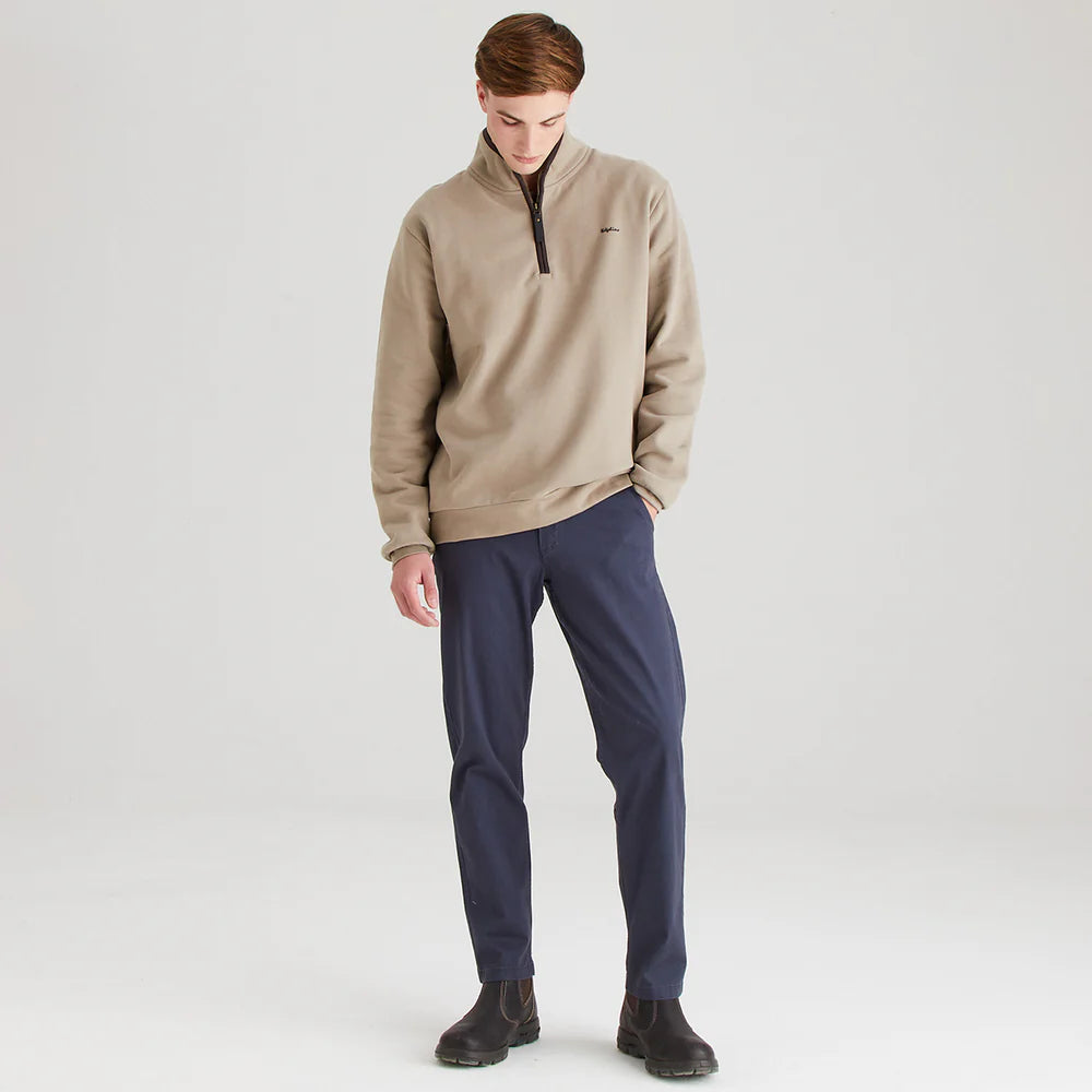 Men's Brancaster 1/4 Zip Top Smokey Olive