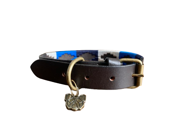 Hazy Blue Dog Collar leather with waxed thread stitching - Just £14.99! Shop now at Warwickshire Clothing. 