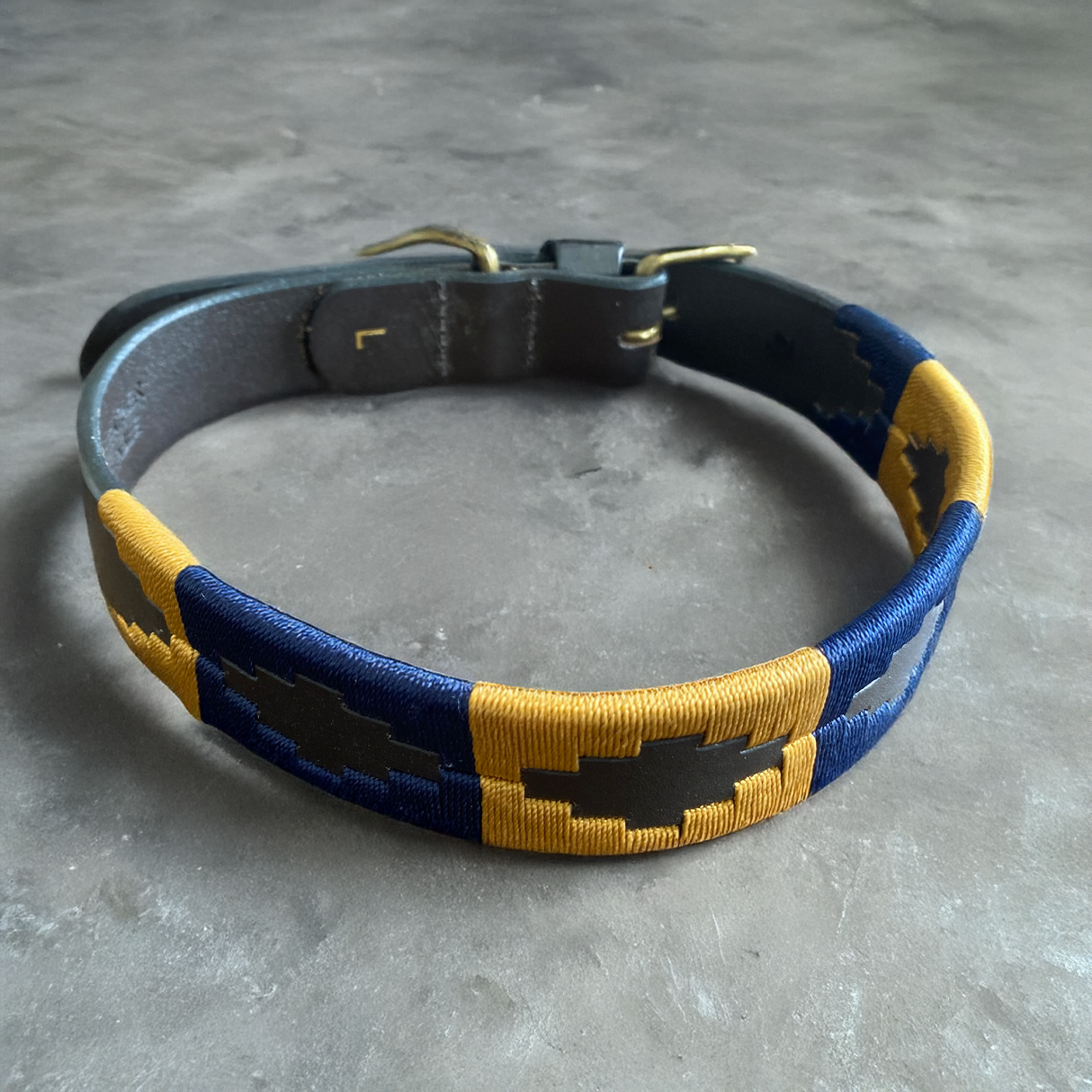 Luxury Polo Leather Dog Collar | Hazy Blue