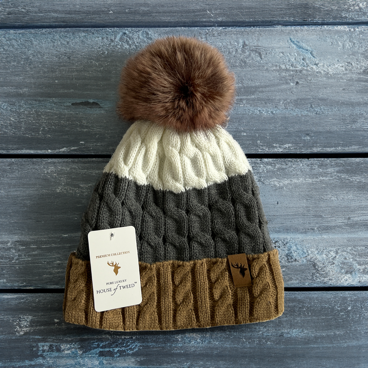 Ladies knitted top beanie hats