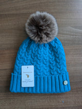 House of Tweed Luxury Plaited Ladies Bobble Pom Pom Beanie Hats