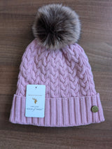House of Tweed Luxury Plaited Ladies Bobble Pom Pom Beanie Hats
