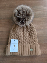House of Tweed Luxury Plaited Ladies Bobble Pom Pom Beanie Hats