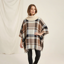 House of Tweed Roll Neck Check Poncho