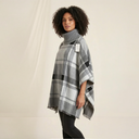 House of Tweed Roll Neck Check Poncho