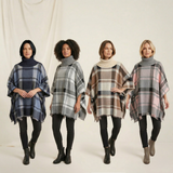 House of Tweed Roll Neck Check Poncho